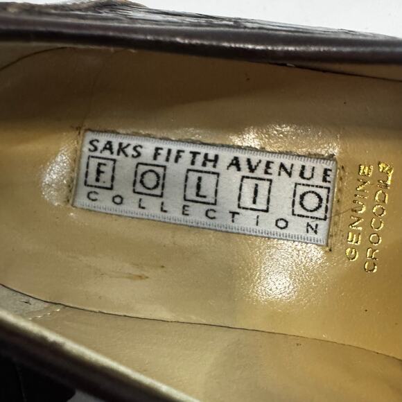 Vintage Womens Saks Fifth Avenue Folio Brown Genuine Crocodile Loafer, Sz. 6.5M - Picture 4 of 8